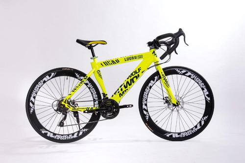 Bicicleta Speed Mtwolf Aro 26 - 21 Marchas Freio A Disco Cor Amarelo