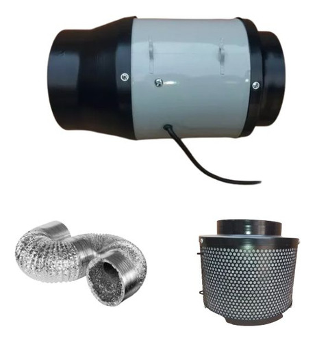Combo Extraccion Antiolor Turbina Lineal 6 Filtro Olor 15cm