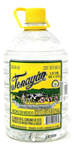 Pack De 6 Licor De Caña Tonayan Pet Blanco Y Amarillo 960 Ml