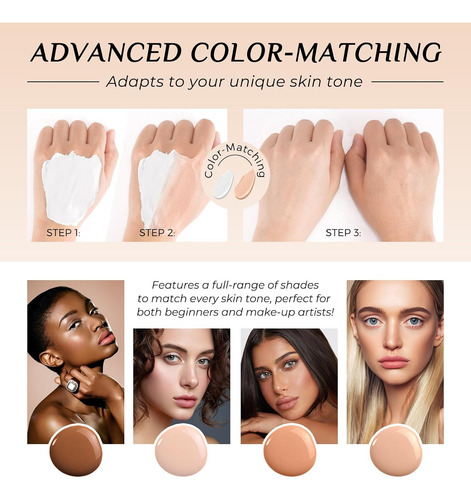 Base De Maquillaje Que Cambia De Color Spf 50+, Base 4 En 1