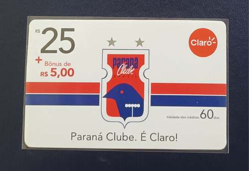Cartão Telefônico Claro Pré-pago: Time De Futebol Paraná Clu