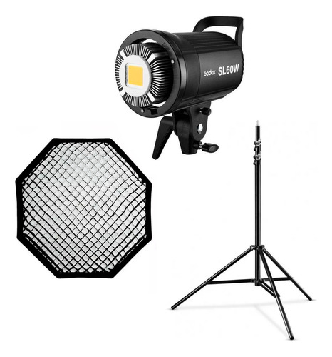 Kit Estudio Godox Luz Sl60w + Tripode + Octobox 95cm Difusor