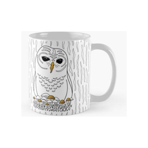 Taza Adorable Búho Lindo En Blanco Y Negro Con Detalles Dora