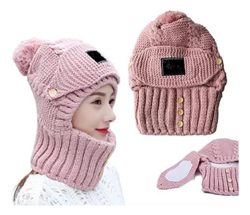 Conjunto Máscara Y Bufanda Con Gorro Invierno, Gorro Punto Y