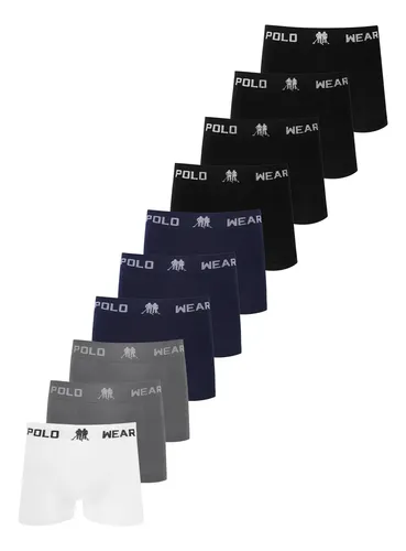 MLB 6026333356 Kit 10 Cuecas Boxer Lisa Polo Wear Sortido JM