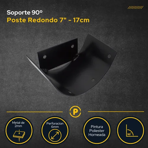 Base Atornillable Poste 7 Palo Rolizo 17cm Tirante Madera
