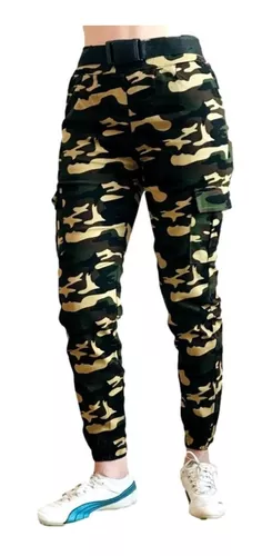 Pantalon Cargo Mujer Skinny Jogger Negro Militar