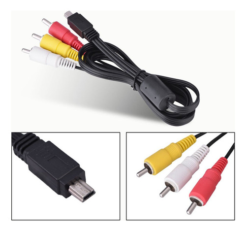 Video Audio Cable Av Mini Usb A 3 Para La Cámara Ixus 990