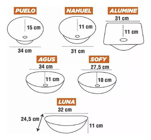 Bacha Lavatorio De Apoyo Redonda Blanca Agus Daccord 34x11cm