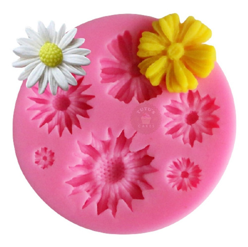 Molde De Silicona Flores X6 Margaritas Fondant Porcelana 