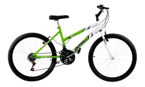 Bicicleta  de passeio Ultra Bikes Bike Aro 24 bicolor 18 marchas freios v-brakes cor verde-kawasaki/branco