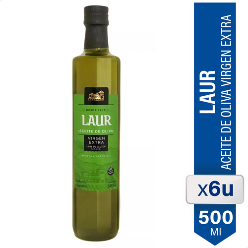 Aceite De Oliva Extra Virgen Laur 500ml Premium X6 Unidades