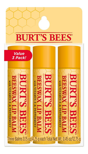 Set De 3 Bálsamos Labial Hidratante Burt's Bees 100 %
