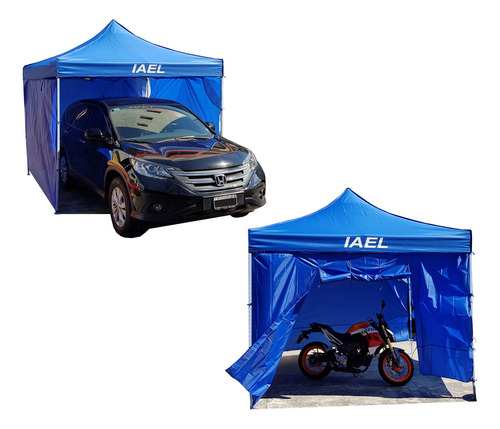 Gazebo Carpa 3x3 Bolso 4 Paredes Impermeable Reforzado Azul Color Azul