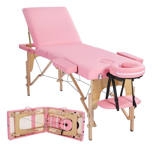Mesa De Masaje Portátil Altura Ajustable 3 Caras Plegables R