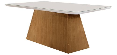 Mesa Sala De Jantar Aida 180cm Em Mdf E Vidro Com Canto Copo