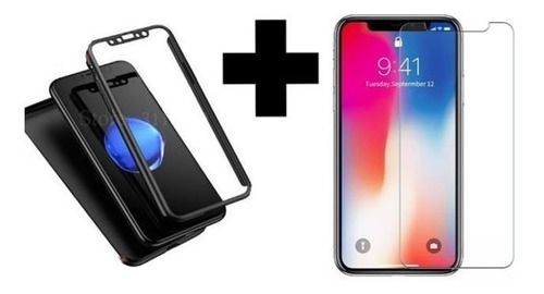 Forro Estuche  Antichoque 360° + Vidrio 2d  Para iPhone X 10