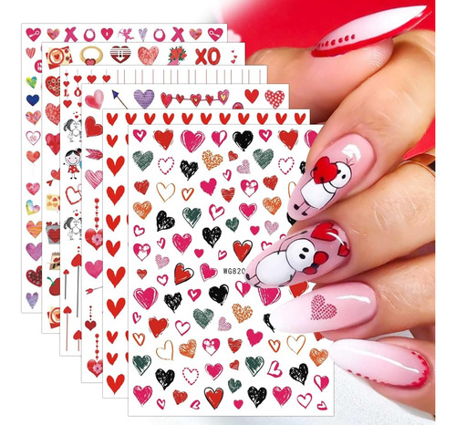 Calcomanías De Uñas Para El Día De San Valentín 10 Hojas Aut