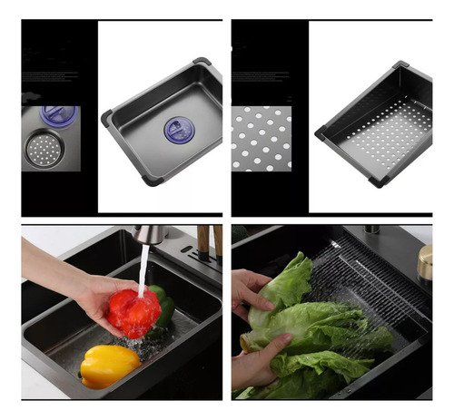 Cuba 75x45 cozinha lava copos torneira cascáta pia inox Moreira Importação Gourmet
