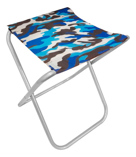 Banqueta Banco Camping Campamento Plegable Aluminio Fuerte Color Azul Camuflado