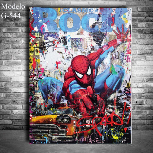 Cuadro Spiderman Colores Arte Moder Grafiti 60x45 Cm Textura