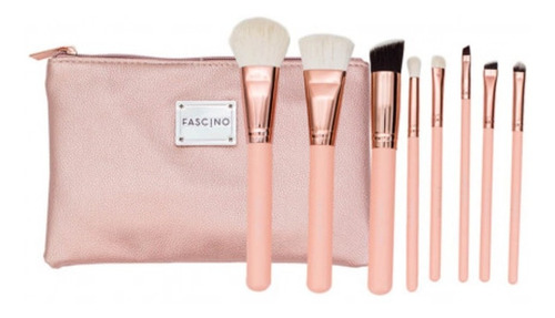 Brochas Set X8 Fascino Make Up Pink Gold Color Rosa