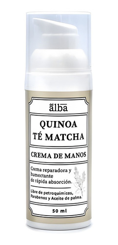 Imagen 1 de 4 de Crema Reparadora De Manos Quínoa Té Matcha 50 Ml - Del Alba