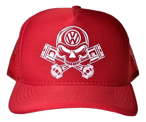 Boné Aba Curva Volks Vw Skull Caveira Snap Red Edit Premium