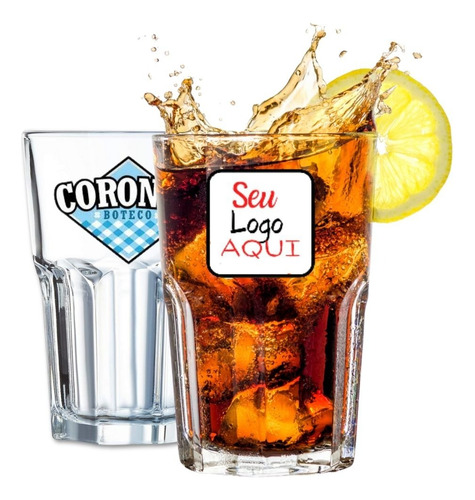 Kit 24 Copos Personalizados 350 Ml Vidro Sua Arte/logo/foto Cor Transparente