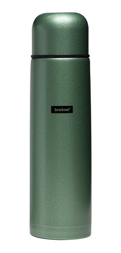 Termo Acero Inoxidable Broksol 1 Litro Tapon Cebador Mate Color Plateado