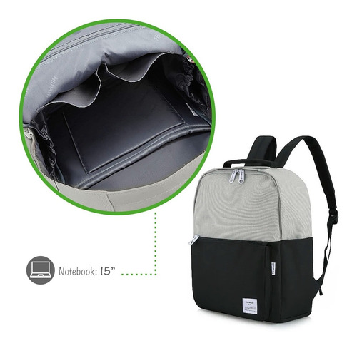 Imagen 5 de 10 de Mochila Bolso Himawari Unisex Con Division Notebook C/ Envio