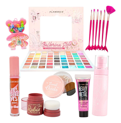 Maquillaje Cosmético  Infantil Niñas + Set Brochas