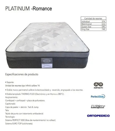 Colchon Individual America Ortopédico Muy Cómodo Platinium