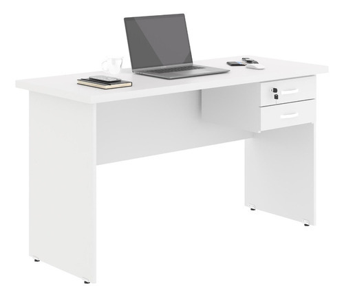 Escrivaninha Home Office Mesa Escritorio 2 Gavetas Linea 30 Cor Branco