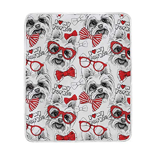 Cute Yorkie Dogs Gafas De Sol Manta De Tiro 60 X 50 Pul...