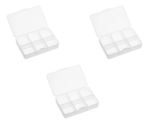 Set X3 Pastillero Rectangular 6 Divisiones Plástico Caja 