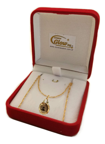 Cadena Y Dije Oro 18k Amuleto Gotland Con Piedra Natural