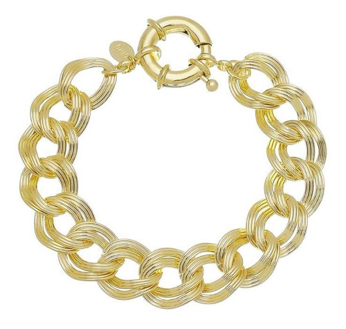 Pulseira Corrente Elo Duplo Folheada Em Ouro 18k