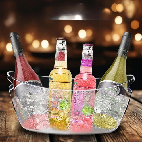 Cubo De Hielo Transparente For Enfriar Vino Y Champán, Con