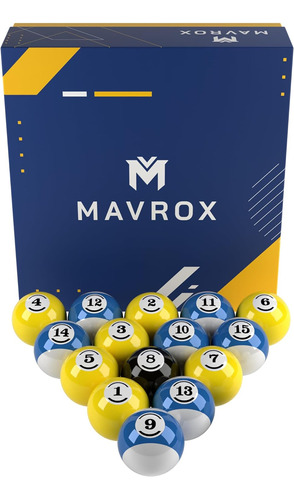 Mavrox Billiard Balls Set Of 16 - Premium Polyester Resin...