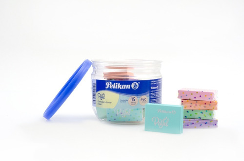 Imagen 3 de 6 de Pote Gomas De Borrar Pelikan Pastel (15 U.)