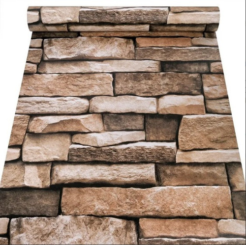 Imagen 1 de 10 de Papel Tapiz Adherible 10m X 45cm Piedra Laja Café Tp01