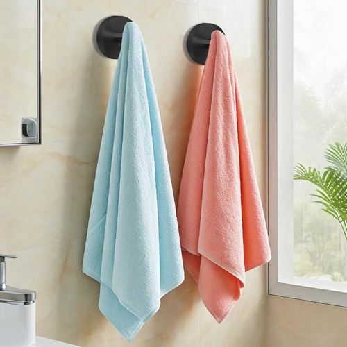 Kit Com 2 Ganchos De Parede Preto Em Aço Inoxidável Fosco Suporte Para Toalhas De Rosto, Cabide Toalhas De Banho, Cabideiro De Parede Para Roupas, Acessórios E Panos Em Quarto Banheiro Cozinha
