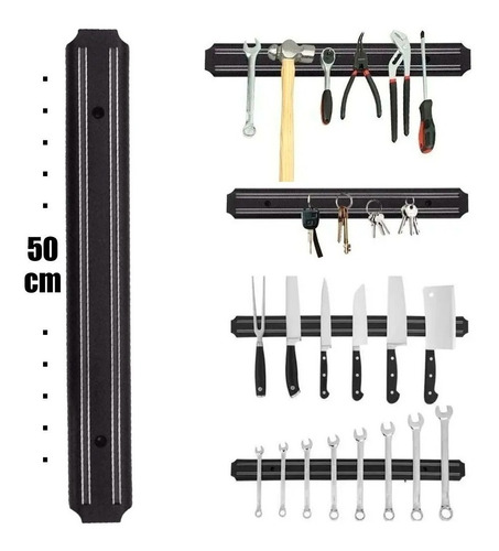 Barra Suporte Magnética Imã Facas Ferramentas Chaveiro 50cm