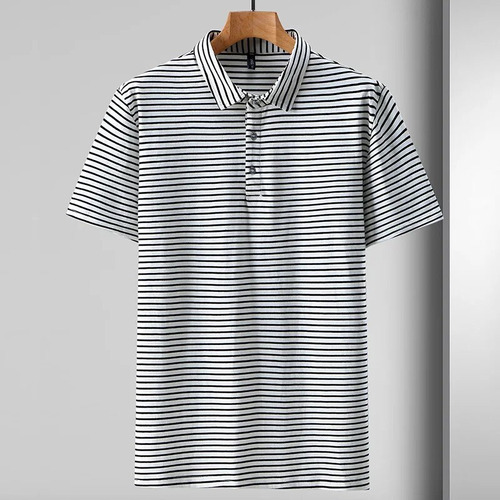 Camiseta Tipo Polo De Manga Corta Para Hombre Stripe Plus, C