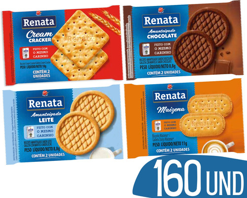 Kit 160un Biscoitos Em Sache Sabores Sortidos Renata