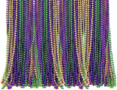 4e's Novelty 72 Pack Bulk Mardi Gras Beads Necklaces Purp...