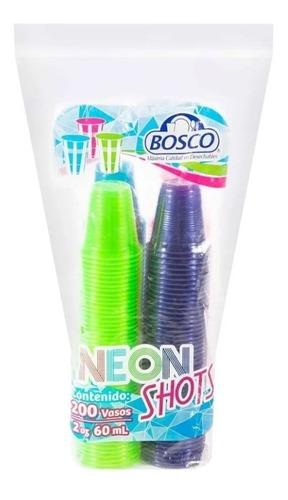 Neon Shots Bosco Caballitos Desechables 200 Vasos De 60ml