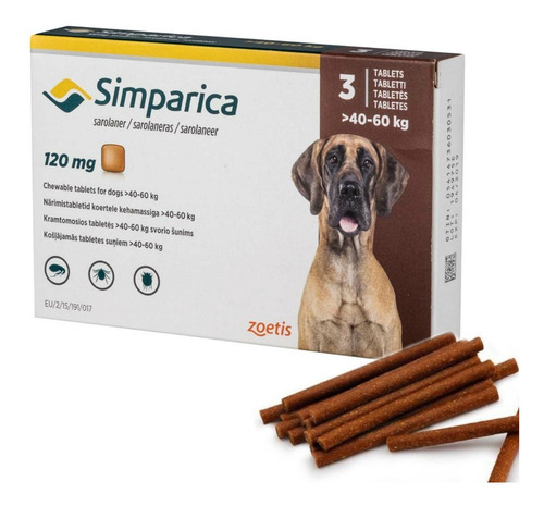 Tableta Antipulgas/ Garrapatas Simparica /40 A 60kg/ 4 Meses