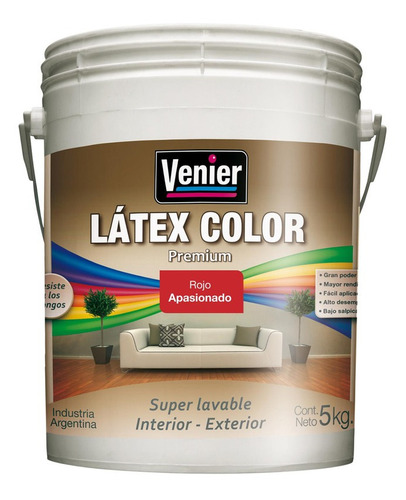 Latex Color Venier Rojo Apasionado 5 Kg Solo Envio G1